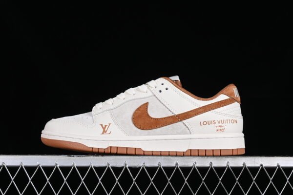 Nk SB Dunk Low LV Collaboration - Chocolate Anniversary High end Customized Low cut Casual Board Shoes（FC1688-133）