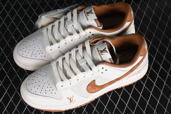 Nk SB Dunk Low LV Collaboration - Chocolate Anniversary High end Customized Low cut Casual Board Shoes（FC1688-133）