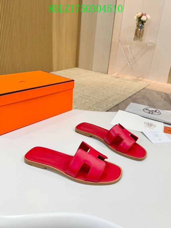 Hermes high-end sheepskin classic flat bottomed women's slippers (85LZ14-9-1)