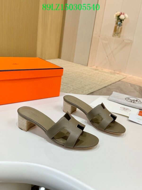 Hermes high-end sheepskin classic high-heeled women's slippers (89LZ0-2-5)