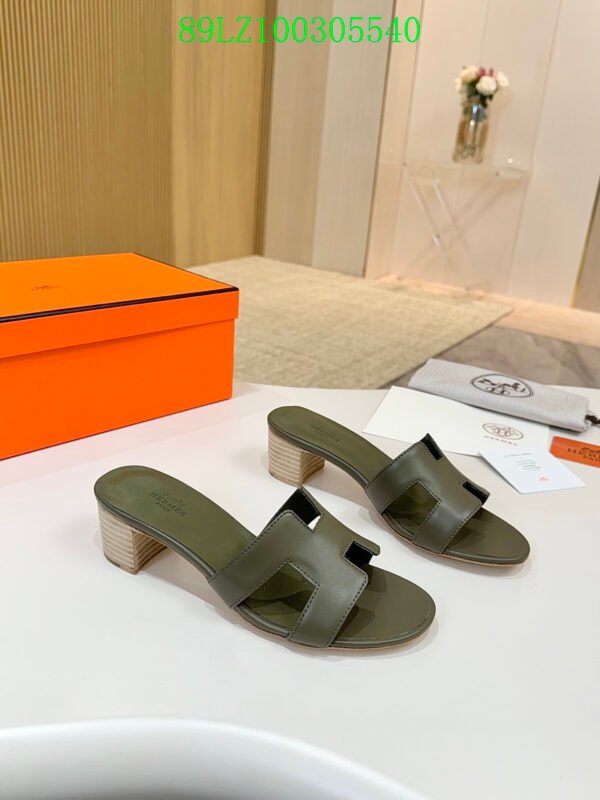 Hermes high-end sheepskin classic high-heeled women's slippers (89LZ0-2-2)