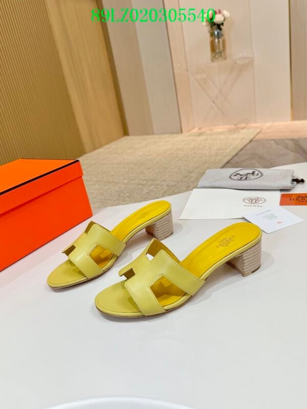 Hermes high-end sheepskin classic high-heeled women's slippers (89LZ0-2-2)