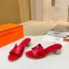 Hermes high-end sheepskin classic high-heeled women's slippers (89LZ0-2-2)