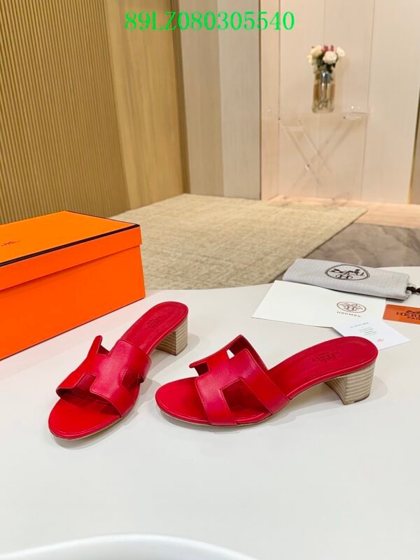 Hermes high-end sheepskin classic high-heeled women's slippers (89LZ0-2-2)