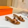 Hermes high-end sheepskin classic high-heeled women's slippers (89LZ0-2-2)