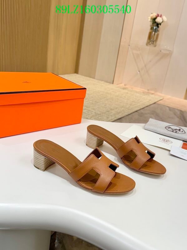 Hermes high-end sheepskin classic high-heeled women's slippers (89LZ0-2-2)