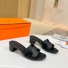Hermes high-end sheepskin classic high-heeled women's slippers (89LZ0-2-2)