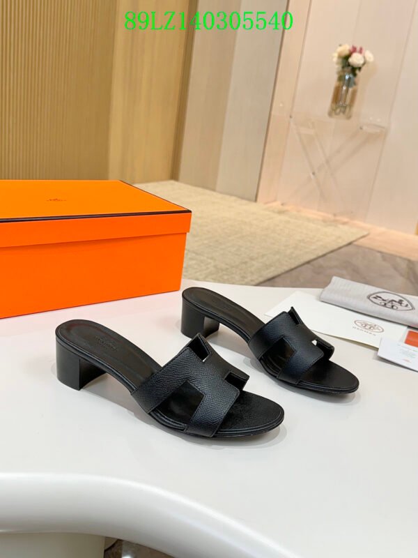 Hermes high-end sheepskin classic high-heeled women's slippers (89LZ0-2-2)