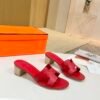 Hermes high-end sheepskin classic high-heeled women's slippers (89LZ0-2-5)