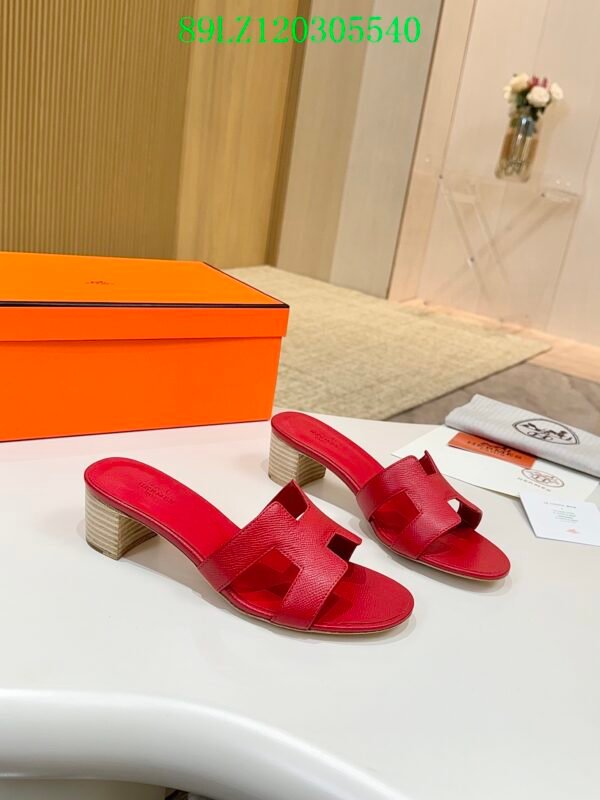 Hermes high-end sheepskin classic high-heeled women's slippers (89LZ0-2-5)